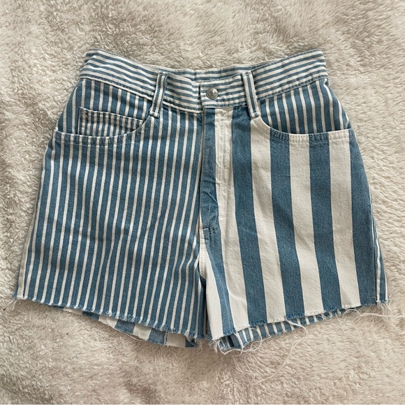 Lee Pants - Lee • Vintage Striped Jean Shorts